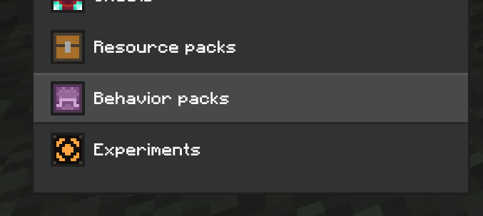 New Edit World Screen Behavior Packs Tab