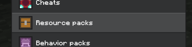 New Edit World Screen Resource Packs Tab