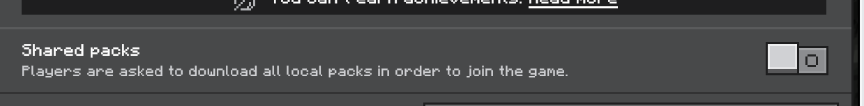 New Edit World Screen Resource Packs Tab Require Players to Accept Resource Packs to Join Toggle Disabled