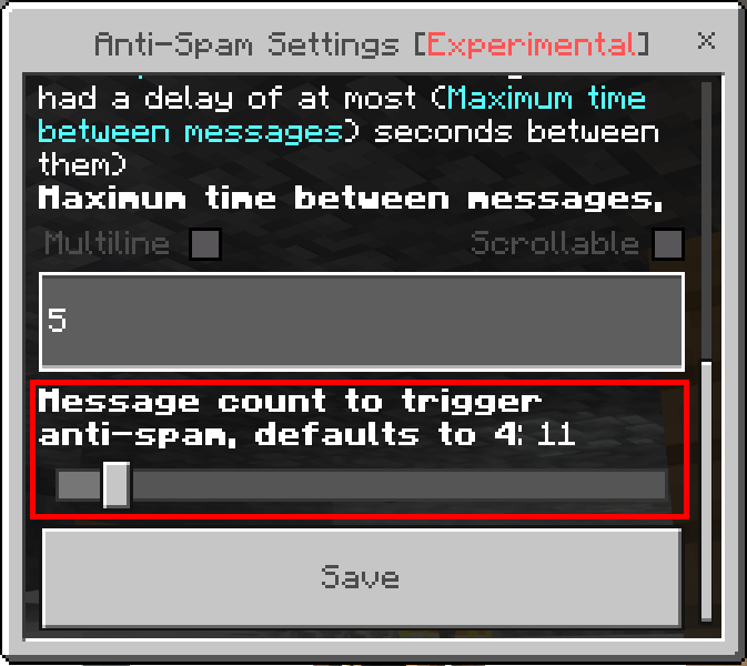 Message Count To Trigger Anti-Spam Option