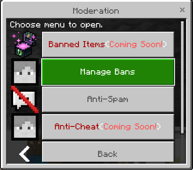 Moderation - Hovering Over Manage Bans Button