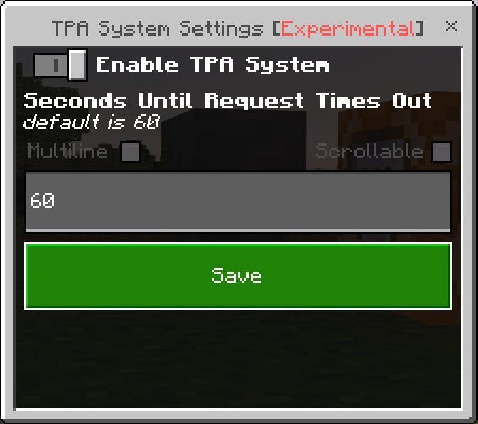 Settings - TPA System Settings - Hovering Over Save Button